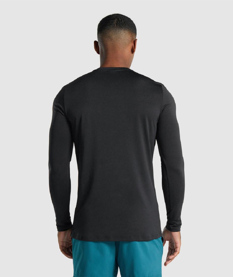 Long Sleeve Męskie Gymshark Arrival Grafiką Czarne | PL 3677BEX